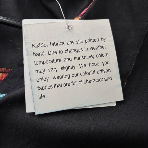 NWT KikiSol Womens M Black Floral Cotton Shirt Button Down Boho Resort Vacation - Picture 13 of 15